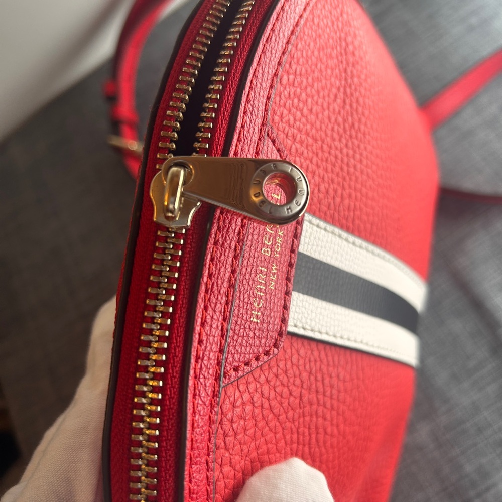 Henri Bendel Red and Black Crossbody Bag with Racing Stripe - Picture 2 of 8